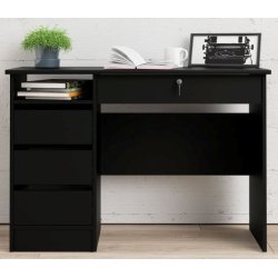 Prestige mat sort skrivebord 110 x 49 cm med 4 skuffer.
