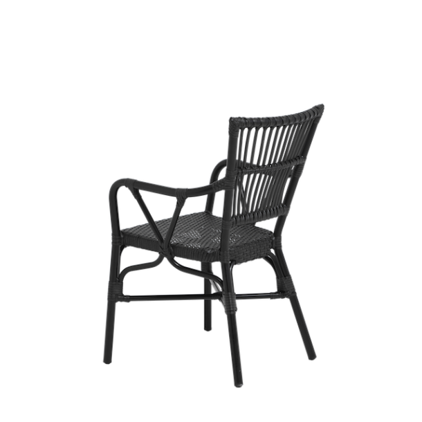 Cafe-lux spisebordsstol med armln til inde og udendrs - Sort