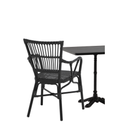 Cafe-lux spisebordsstol med armln til inde og udendrs - Sort