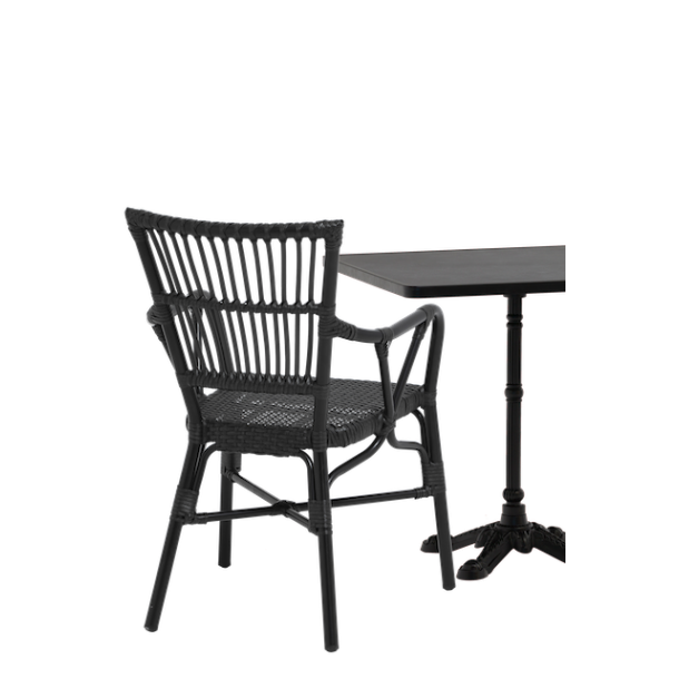 Cafe-lux spisebordsstol med armln til inde og udendrs - Sort