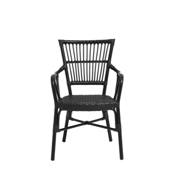 Cafe-lux spisebordsstol med armln til inde og udendrs - Sort