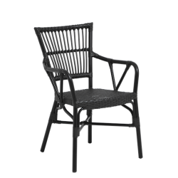 Cafe-lux spisebordsstol med armln til inde og udendrs - Sort