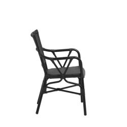 Cafe-lux spisebordsstol med armln til inde og udendrs - Sort
