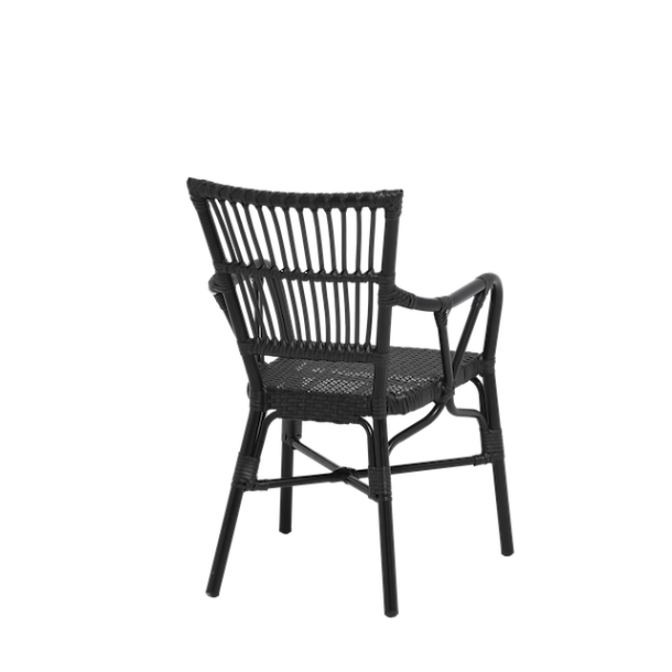 Cafe-lux spisebordsstol med armln til inde og udendrs - Sort