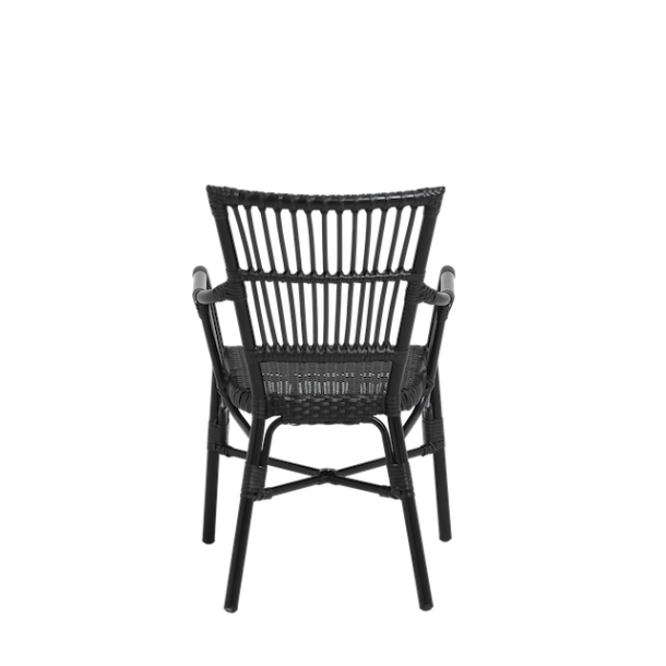 Cafe-lux spisebordsstol med armln til inde og udendrs - Sort