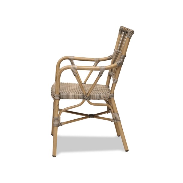 Cafe-lux spisebordsstol med armln til inde og udendrs - natur