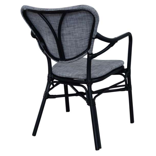 Cafe spisebordsstol med armln til inde og udendrs - Sort/gr