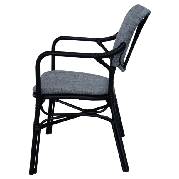 Cafe spisebordsstol med armln til inde og udendrs - Sort/gr