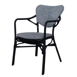 Cafe spisebordsstol med armln til inde og udendrs - Sort/gr