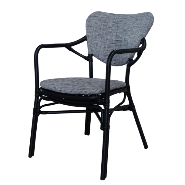 Cafe spisebordsstol med armln til inde og udendrs - Sort/gr