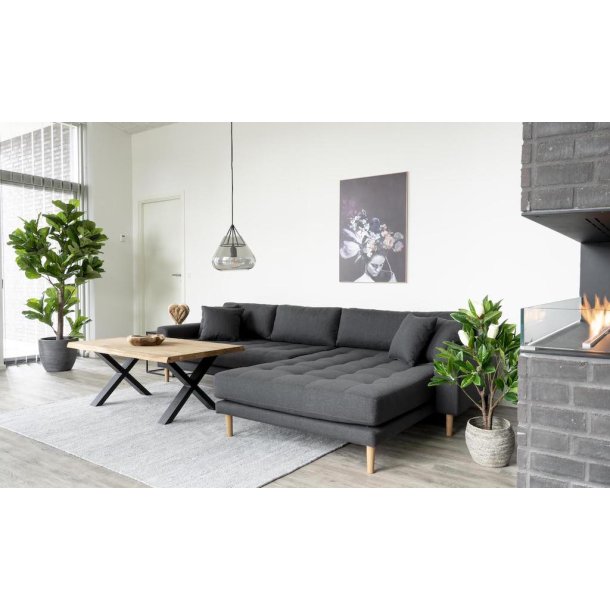Riviera lounge sofa mrkegr, hjrevendt Lngde p 290 cm