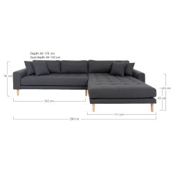 Riviera lounge sofa mrkegr, hjrevendt Lngde p 290 cm
