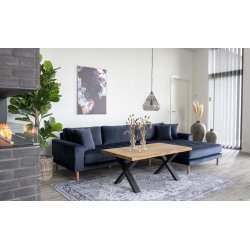 Riviera lounge sofa mrkebl velour, hjrevendt Lngde p 290 cm