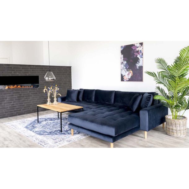 Riviera lounge sofa mrkebl velour, hjrevendt Lngde p 290 cm
