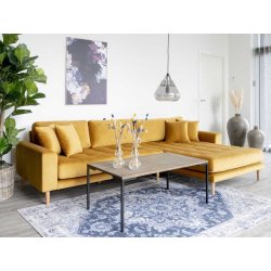 Riviera lounge sofa sennepsgul velour, hjrevendt Lngde p 290 cm
