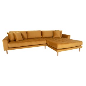 Riviera lounge sofa sennepsgul velour, hjrevendt Lngde p 290 cm