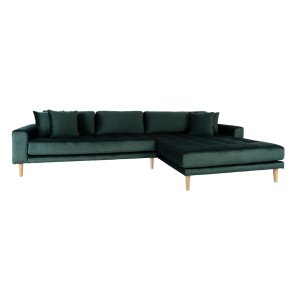 Riviera lounge sofa mrkegrn velour, hjrevendt Lngde p 290 cm