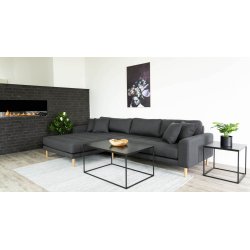 Riviera lounge sofa mrkegr, venstrevendt lngde p 290 cm