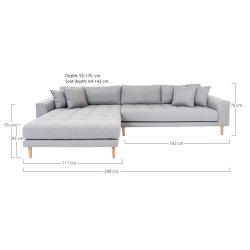 Riviera lounge sofa lysgr, venstrevendt Lngde p 290 cm