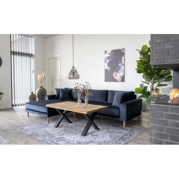 Riviera lounge sofa mrkebl velour, venstrevendt Lngde p 290 cm