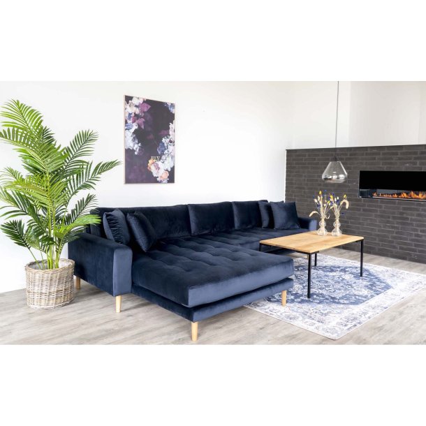 Riviera lounge sofa mrkebl velour, venstrevendt Lngde p 290 cm