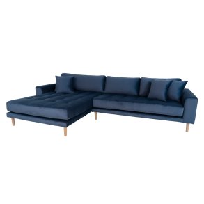 Riviera lounge sofa mrkebl velour, venstrevendt Lngde p 290 cm