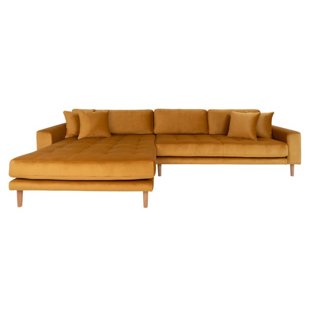 Riviera lounge sofa mrkegrn velour, venstrevendt Lngde p 290 cm