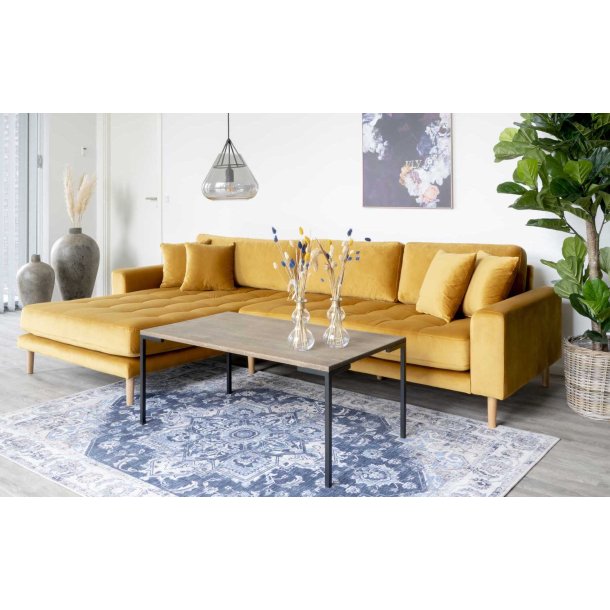 Riviera lounge sofa mrkegrn velour, venstrevendt Lngde p 290 cm