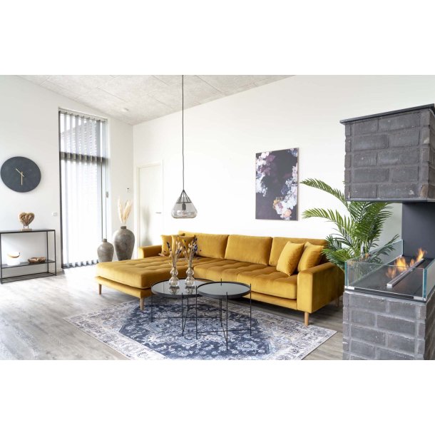 Riviera lounge sofa mrkegrn velour, venstrevendt Lngde p 290 cm