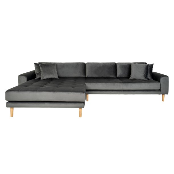 Riviera lounge sofa mrkegr velour, venstrevendt Lngde p 290 cm