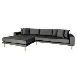 Riviera lounge sofa mrkegr velour, venstrevendt Lngde p 290 cm