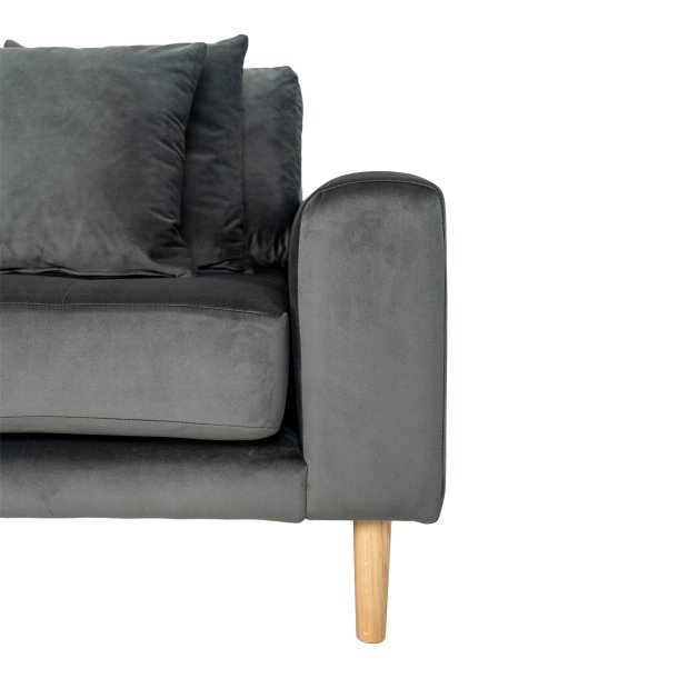 Riviera lounge sofa mrkegr velour, venstrevendt Lngde p 290 cm