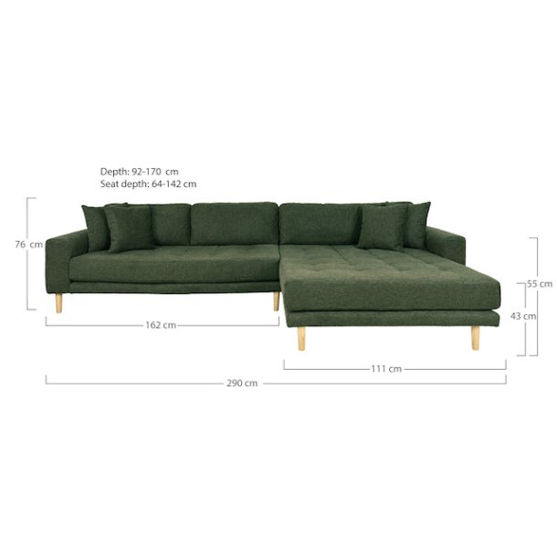 Riviera lounge sofa olivengrn, hjrevendt Lngde p 290 cm