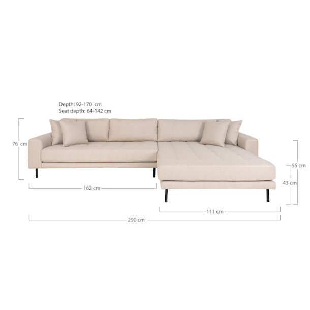 Riviera lounge sofa beige, hjrevendt Lngde p 290 cm