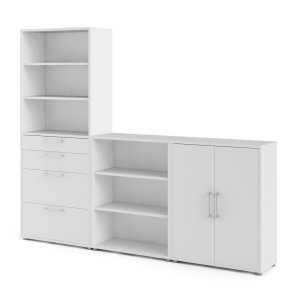 Futura kontorreol hvid med skuffer, skabe og hylder bredde 267 cm