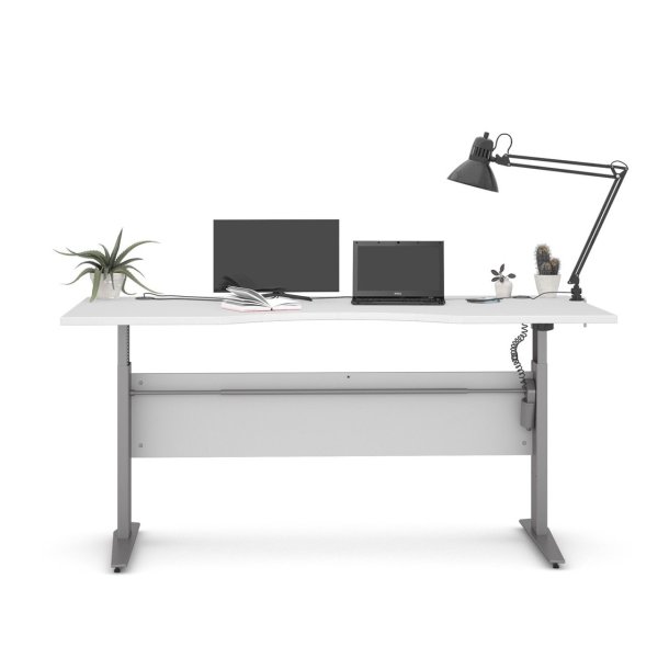 Futura hvesnkebord, 180 x 90 cm med buetbord plade, fronplade og gennemfring til kabler