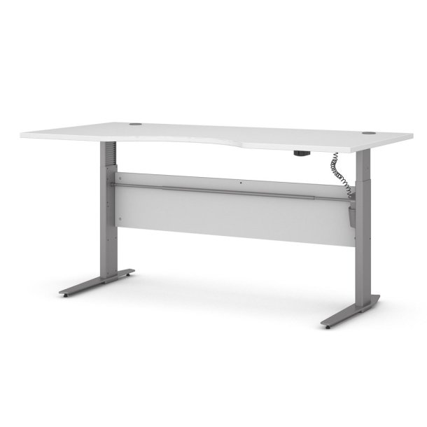 Futura hvesnkebord, 180 x 90 cm med buetbord plade, fronplade og gennemfring til kabler