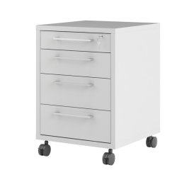 Futura opbevaringsmodul, hvidt med 4 skuffer, ls og p hjul