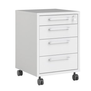 Futura opbevaringsmodul, hvidt med 4 skuffer, ls og p hjul