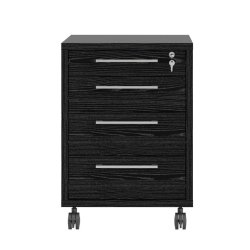 Futura opbevaringsmodul, sort med ls og p hjul med 4 skuffer