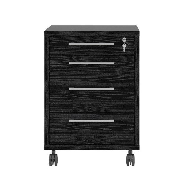 Futura opbevaringsmodul, sort med ls og p hjul med 4 skuffer