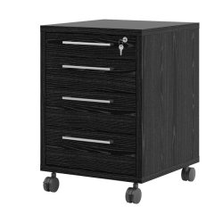 Futura opbevaringsmodul, sort med ls og p hjul med 4 skuffer