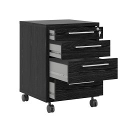 Futura opbevaringsmodul, sort med ls og p hjul med 4 skuffer