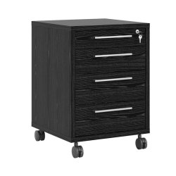 Futura opbevaringsmodul, sort med ls og p hjul med 4 skuffer