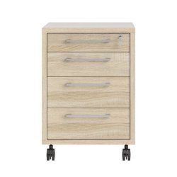 Futura,opbevaringsmodul, ege look med 4 skuffer, ls og hjul