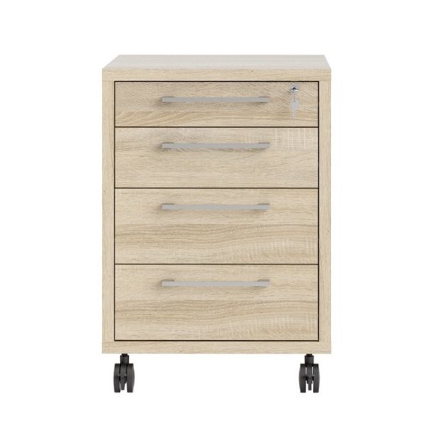 Futura,opbevaringsmodul, ege look med 4 skuffer, ls og hjul