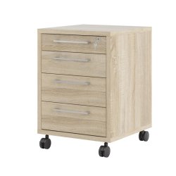 Futura,opbevaringsmodul, ege look med 4 skuffer, ls og hjul