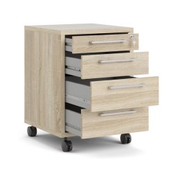 Futura,opbevaringsmodul, ege look med 4 skuffer, ls og hjul