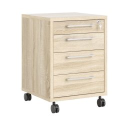 Futura,opbevaringsmodul, ege look med 4 skuffer, ls og hjul