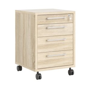 Futura,opbevaringsmodul, ege look med 4 skuffer, ls og hjul